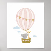 Hot Air Balloon Giraffe & Elephant Kinderzimmer Po Poster (Vorne)