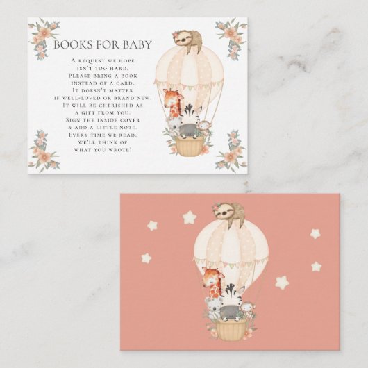 Hot Air Balloon Giraffe Zebra Sloth Books for Baby Begleitkarte (Vorne/Hinten)