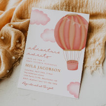 Hot Air Balloon Girl Baby Dusche Einladung