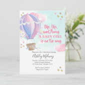 Hot Air Balloon Girl Baby Dusche Einladung (Stehend Vorderseite)