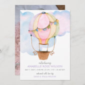 Hot Air Balloon Girl Foto Geburtserklärung Ankündigung (Vorne/Hinten)