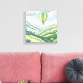 Hot Air Balloon | Grüne Wasserfarbenlandschaft Leinwanddruck (Insitu (Wohnzimmer))