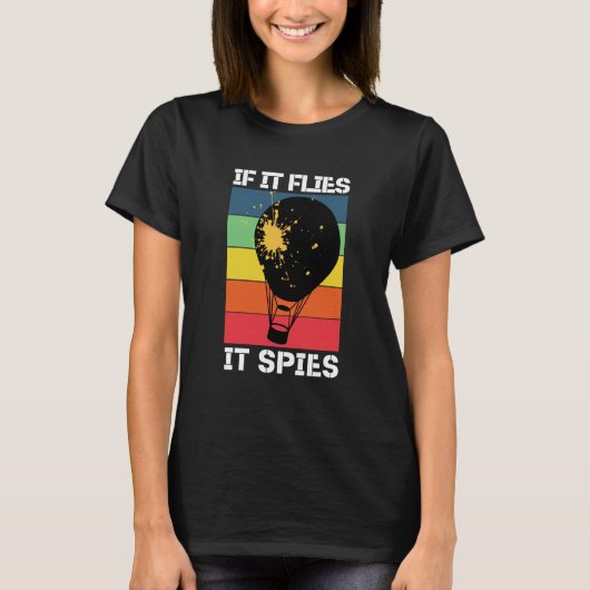Hot Air Balloon If It Flies It Spies Men Boys T-Shirt (Vorderseite)