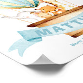 Hot Air Balloon Jungle Animals Boy Birth Stats Poster (Ecke)