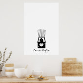 Hot Air Balloon Kiss Thumbprint Wedding Guestbook Poster (Küche)