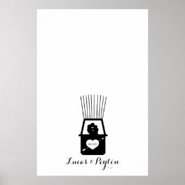 Hot Air Balloon Kiss Thumbprint Wedding Guestbook Poster