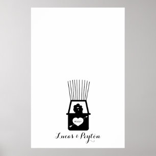 Hot Air Balloon Kiss Thumbprint Wedding Guestbook Poster