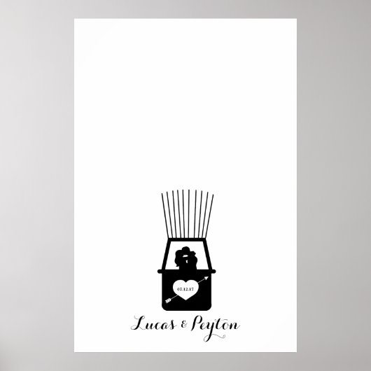 Hot Air Balloon Kiss Thumbprint Wedding Guestbook Poster (Vorne)