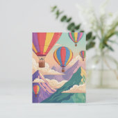 Hot air balloon mountain adventure postkarte (Stehend Vorderseite)