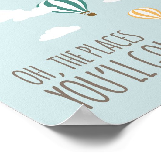 Hot Air Balloon Nursery Wall Art Print Poster (Ecke)