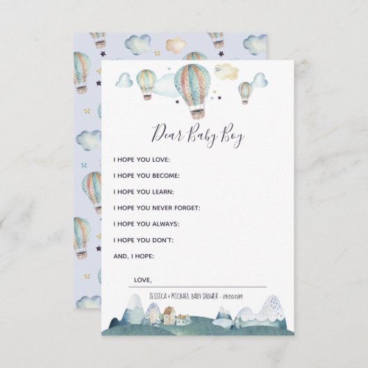Hot Air Balloon Party wünscht Baby Adress Card Begleitkarte (Vorne/Hinten)