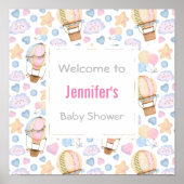 Hot Air Balloon Pattern Baby Shower Poster (Vorne)