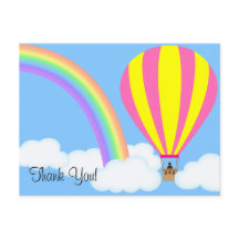 Hot Air Balloon Postcard - Blue Background