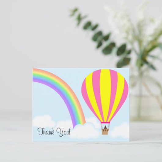 Hot Air Balloon Postcard - Light Blue Background Postkarte (Stehend Vorderseite)