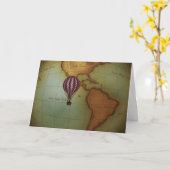 Hot Air Balloon Ride Over Western Hemisphere Map Karte (Gelbe Blume)
