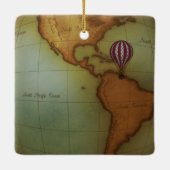 Hot Air Balloon Ride Over Western Hemisphere Map Keramikornament (Rückseite)