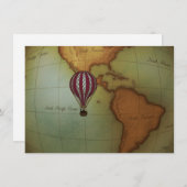 Hot Air Balloon Ride Over Western Hemisphere Map Mitteilungskarte (Vorne/Hinten)