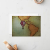 Hot Air Balloon Ride Over Western Hemisphere Map Mitteilungskarte (Vorderseite/Rückseite Beispiel)