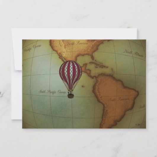 Hot Air Balloon Ride Over Western Hemisphere Map Mitteilungskarte (Vorderseite)