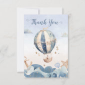 Hot Air Balloon Sea Waves Boy Baby Dusche Dankeskarte (Vorderseite)