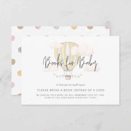 Hot Air Balloon Simple Book Request Baby Dusche Begleitkarte (Vorne/Hinten)