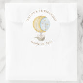 Hot Air Balloon Stars Birthday Classic Round Runder Aufkleber (Tasche)