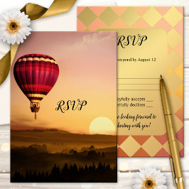 Hot Air Balloon Sunset Wedding RSVP Card Einladung