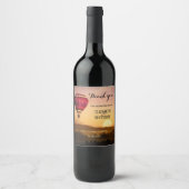 Hot Air Balloon Sunset Wedding Wine Label Weinetikett (Vorderseite)