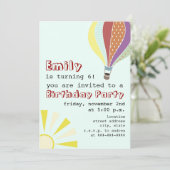 Hot Air Balloon und Sun Birthday Party Einladung (Stehend Vorderseite)