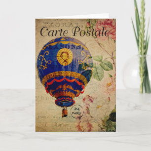 Hot Air Balloon Vintage French Postcard Karte