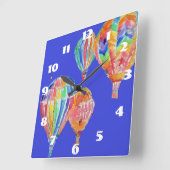 Hot Air Balloon Watercolor Nursery Childs Room Quadratische Wanduhr (Winkel)