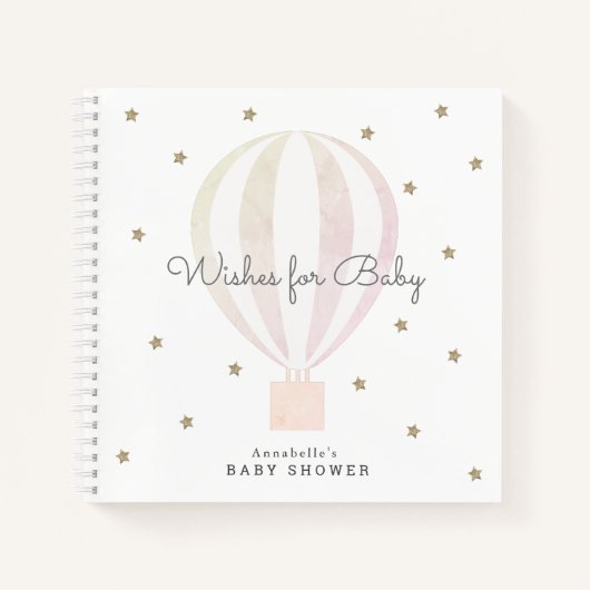 Hot Air Balloon wünscht Baby Pink Guest Book Notizblock (Vorderseite)