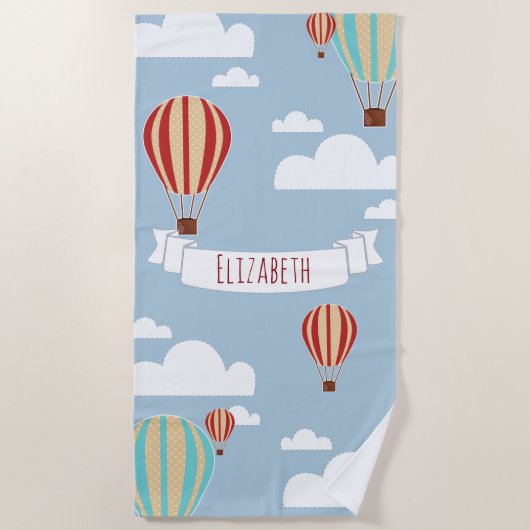 Hot Air Balloons Adventure & Name Strandtuch (Vorderseite)