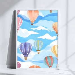 Hot Air Balloons Aquarellmalerei Art Poster
