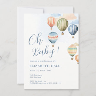 Hot Air Balloons Baby Boy Baby Dusche Einladung