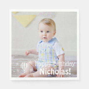 Hot Air Balloons Baby's erstes Foto zum Geburtstag Serviette