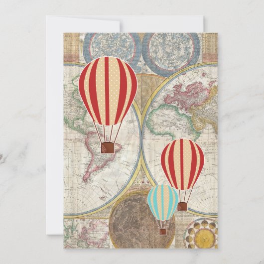 Hot Air Balloons & Clouds World Travel Baby Dusche Einladung (Rückseite)