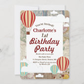 Hot Air Balloons & Clouds World Travel Geburtstag Einladung (Vorderseite)
