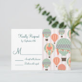 Hot Air Balloons mit Herz-Wedding RSVP Cards (Stehend Vorderseite)