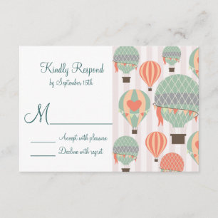Hot Air Balloons mit Herz-Wedding RSVP Cards Karte