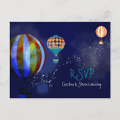 Hot Air Balloons Navy Wedding RSVP Einladungspostkarte (Vorderseite)