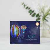 Hot Air Balloons Navy Wedding RSVP Einladungspostkarte (Stehend Vorderseite)