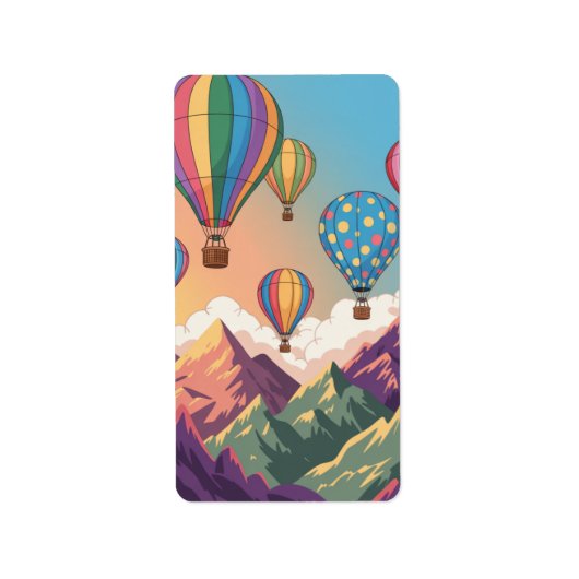 Hot air balloons over mountains Puzzle Adressaufkleber (Vorne)