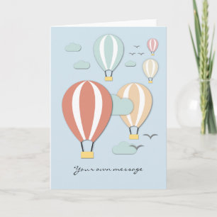 Hot Air Balloons Papercut Style Dankeskarte