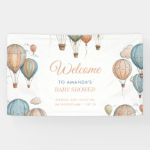 Hot Air Balloons Pastel Boy Travel Baby Dusche