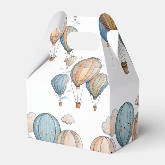 Hot Air Balloons Pastel Boy Travel Baby Dusche Geschenkschachtel (Rückseite)