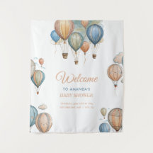 Hot Air Balloons Pastel Boy Travel Baby Dusche