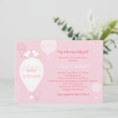 Hot Air Balloons Soft Pink Baby Girl Babydusche Einladung (Stehend Vorderseite)