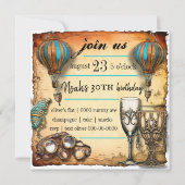 Hot Air Balloons Steampunk Goggles Celebration Einladung (Vorderseite)