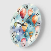 Hot Air Balloons Wasserfarben Kunst Große Wanduhr (Winkel)